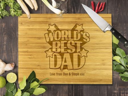 World s Best Dad Bamboo Cutting Board 12x16  Discount