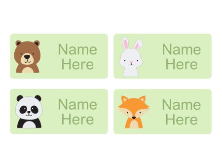 Woodland Animals Rectangle Name Labels 32pk Sale