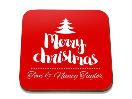 Merry Christmas Square Coaster - Single Supply