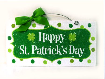 Happy St. Patricks Day sign. Polka Dots. Online now