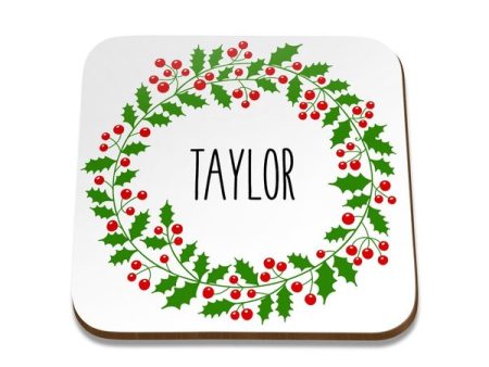 Wreath Square Coaster - Set of 4 Hot on Sale