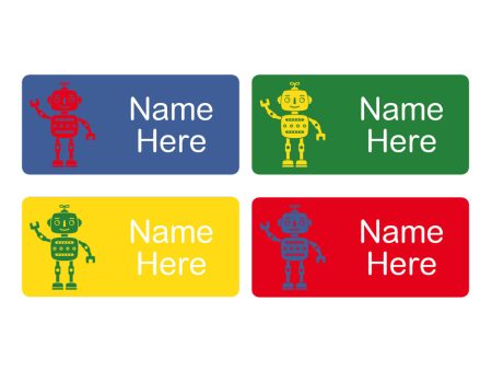 Robot Rectangle Name Labels 32pk Cheap