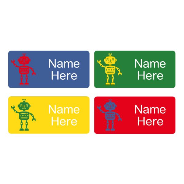 Robot Rectangle Name Labels 32pk Cheap