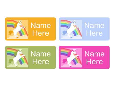 Rainbow Unicorn Rectangle Name Labels 32pk Online Hot Sale