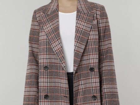 Oversized Plaid Double Breasted Blazer For Sale