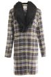 Long Plaid Coat with Detachable Fur Collar For Cheap