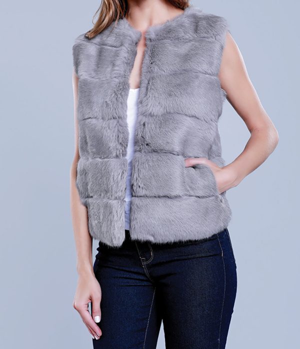 Paneled Rabbit Fur Vest Sale