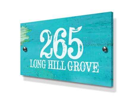 Weathered Blue Beach House Effect Metal House Sign on Sale