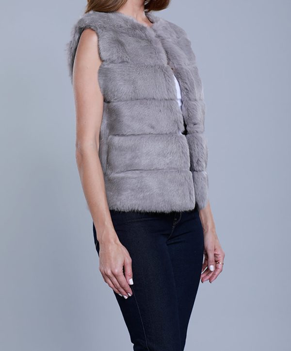 Paneled Rabbit Fur Vest Sale