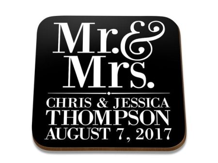 Mr & Mrs Square Coaster - Single on Sale