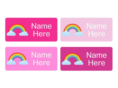 Rainbow Rectangle Name Labels 32pk Fashion