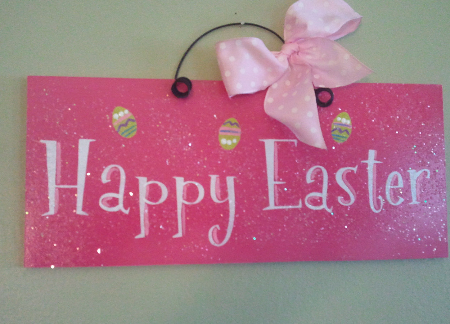 Happy Easter sign with Ester Eggs. Cheap