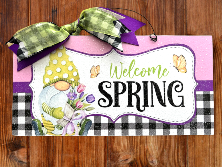 Welcome Spring Gnome sign. Online