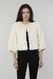 Textured Cropped Faux Fur Jacket For Cheap