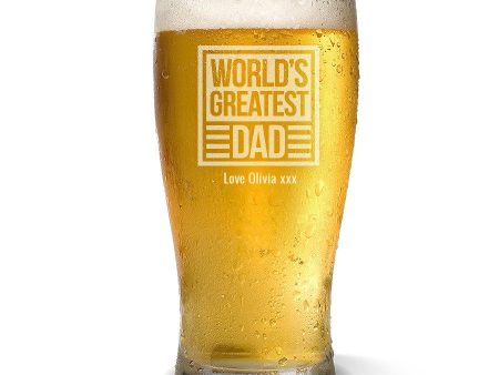 World s Greatest Dad Standard 425ml Beer Glass Supply