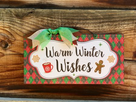 Warm Winter Wishes sign. Online now