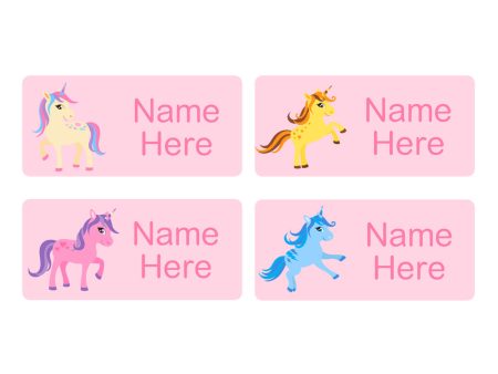 Unicorn Rectangle Name Labels 32pk on Sale