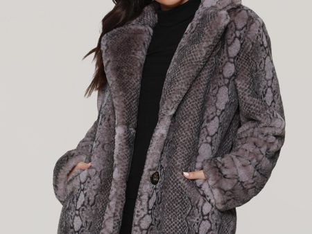 Snake Print Faux Fur Coat Hot on Sale