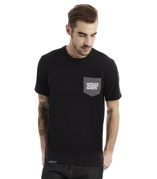 World s Okayest Barista Pocket Tee - T-Shirt (Unisex) For Sale