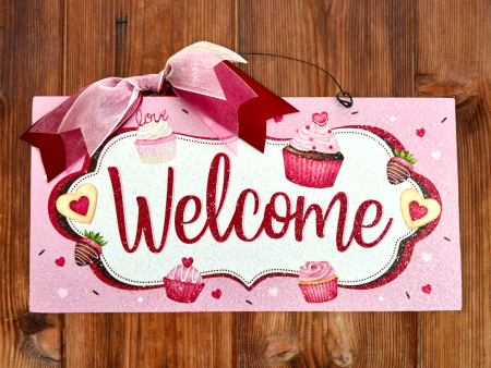 Valentine welcome cupcake sign. For Cheap