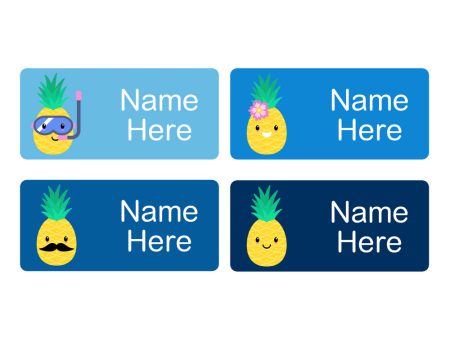 Pineapple Rectangle Name Labels 32pk Online Sale