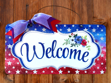 Welcome star poppy sign. Wood or metal option. Supply