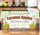 Caramel Apple sign 12x6 inches. Red or green apple options. Wood or metal. For Sale