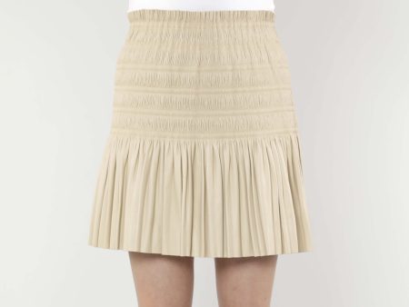 Faux Leather Pleated Skirt with Ruching Detail Online Hot Sale