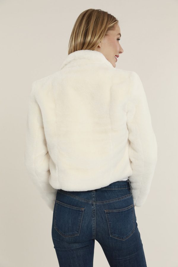 Plush Faux Fur Notch Collar Jacket For Cheap