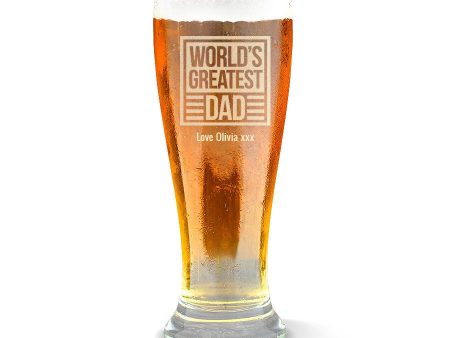 World s Greatest Dad Premium 425ml Beer Glass on Sale