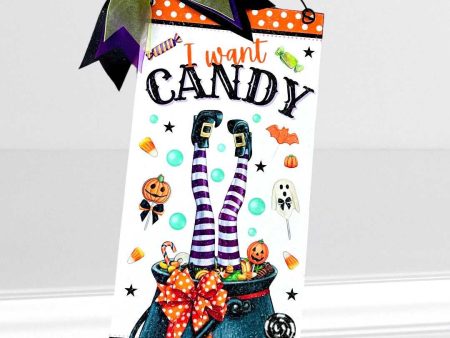 I want Candy Halloween sign. Wood and metal options. For Discount