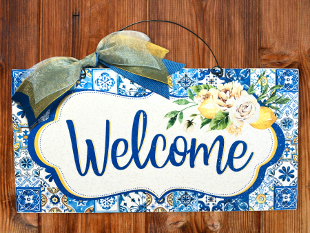 Mediterranean Tile Lemon Welcome sign. Sale