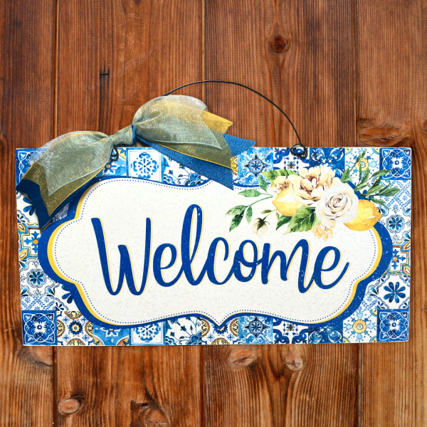 Mediterranean Tile Lemon Welcome sign. Sale