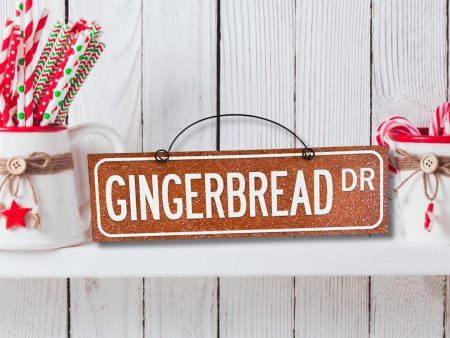 GINGERBREAD DR sign 3.5x12 inches. Wood or metal option. Cheap