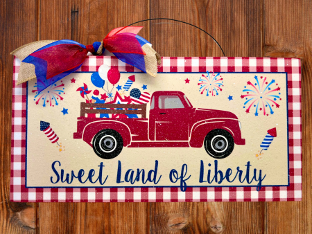 Red truck sign. Sweet Land of Liberty. on Sale