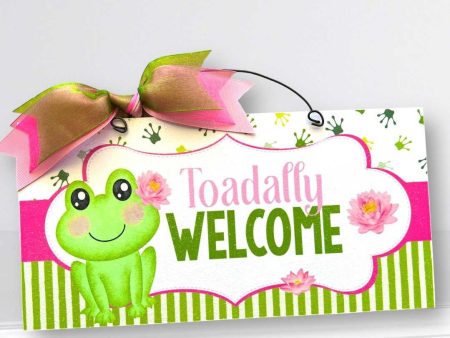 Toadally Welcome Frog sign. Wood or metal option. Sale