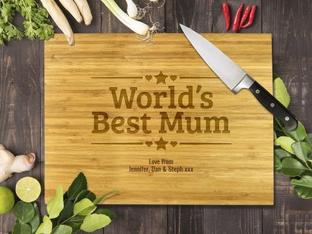 World s Best Mum Bamboo Cutting Board 8x11  Fashion