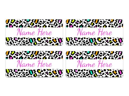 Leopard Print Rectangle Name Labels 32pk Online Hot Sale