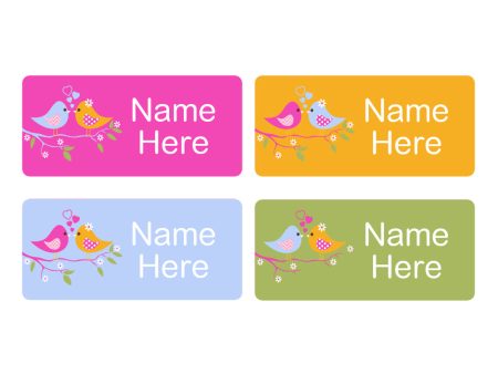 Two Birds Rectangle Name Labels 32pk Online Sale