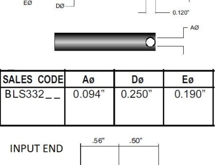 BLS332 & BXLS332 Glass Fiber Optic Cable, Tight Right Angle Output Sale