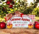 Caramel Apple sign 12x6 inches. Red or green apple options. Wood or metal. For Sale