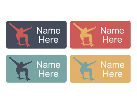 Skater Rectangle Name Labels 32pk For Discount