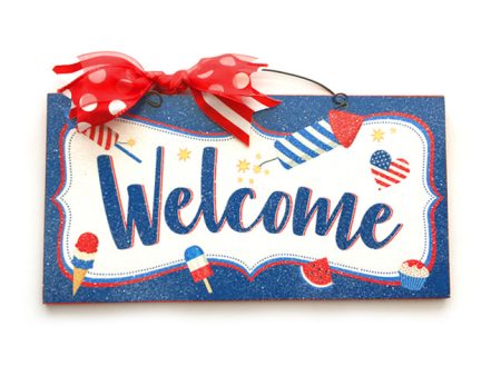 Welcome sign. 4th of july theme. For Discount