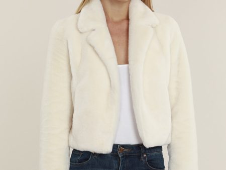 Plush Faux Fur Notch Collar Jacket For Cheap