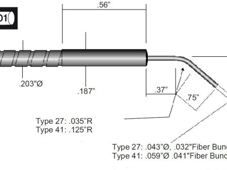 BXMY Fiber Optics, Small 45 degree End, Stainless Steel Sheathing on Sale