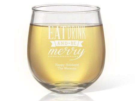 Be Merry Stemless Wine Glass For Cheap