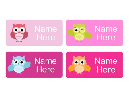 Owl Rectangle Name Labels 32pk Sale