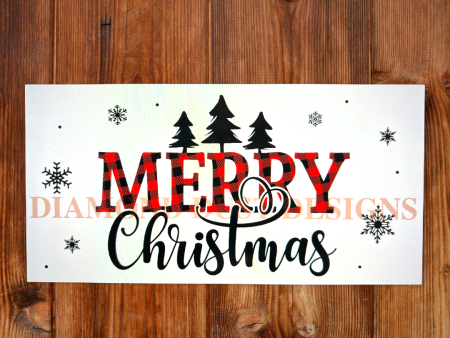 Merry Christmas red buffalo check sign. Online Hot Sale