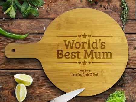 World s Best Mum Round Bamboo Serving Board Online now