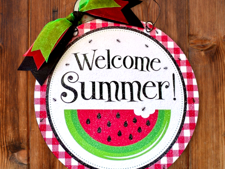 Welcome Summer Watermelon round sign. Sale